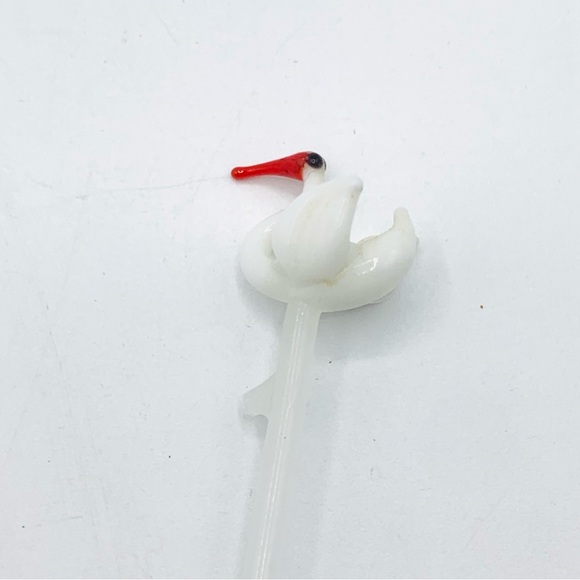 Vintage Glass Bird Swizzle Sticks Lampwork Rooster Swan Barware Set Mixed Lot - Picture 9 of 16